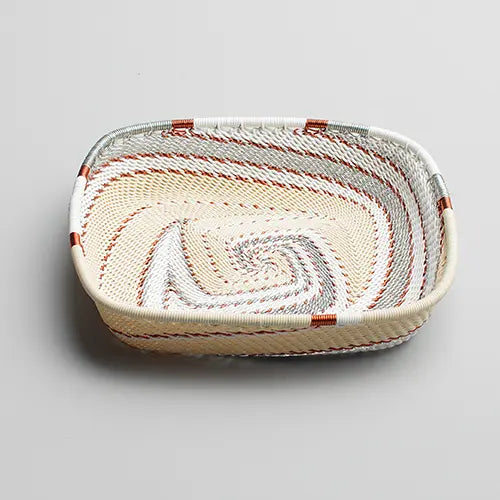 Flat square basket zulu wire - Ivory - Photo 1