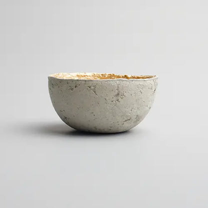 Recycled paper mache bowl - Metallic Gold Bowl - Concrete - Small 2