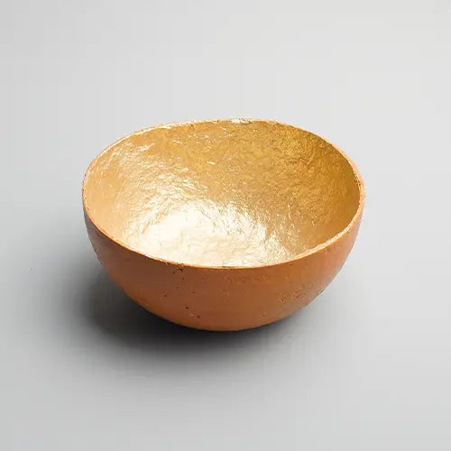 Recycled paper mache bowl - Metallic Gold Bowl - Mustrard - Medium 1