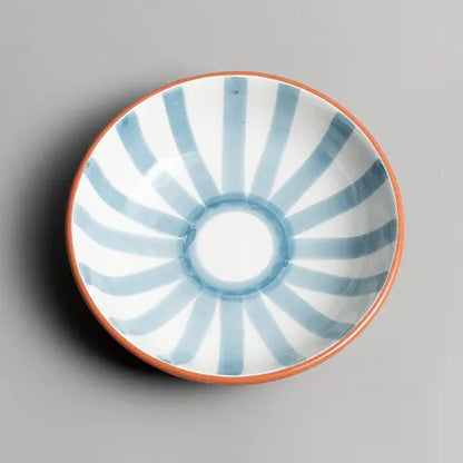 Handcrafted Ceramic - Sun Strip Shallow Bowl - Blue Stone - Large - Photo 2