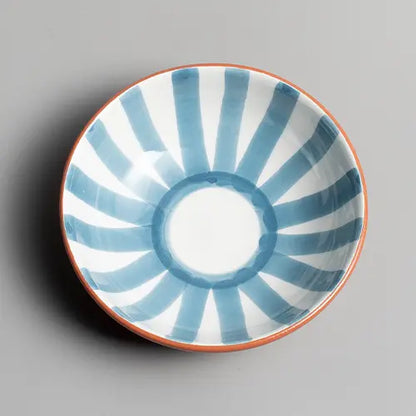Handcrafted Ceramic - Sun Strip Shallow Bowl - Blue Stone - Medium - Photo 2