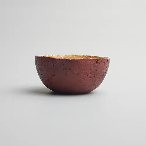 Recycled paper mache bowl - Burgundy - Small 2