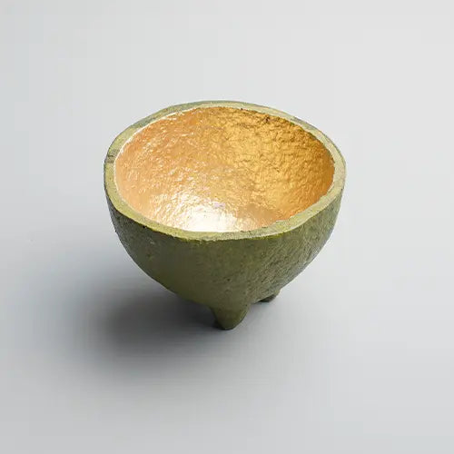 Paper Mache Swazi Bowl - Olive Green - Photos 1