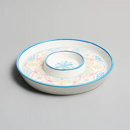 Nour – Hand-Painted Moroccan Ceramic Dip Plate - Image 1