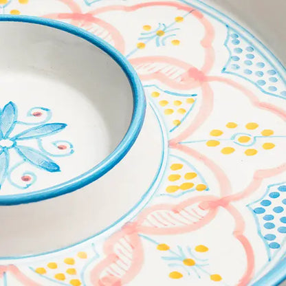 Nour – Hand-Painted Moroccan Ceramic Dip Plate - Close up